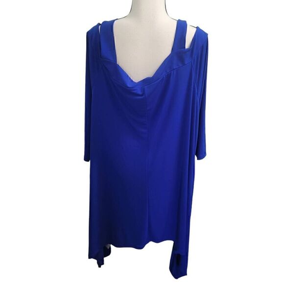 Ellen Tracy Sz 2X Cold Shoulder Tunic Dress Blue - Picture 4 of 7